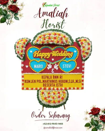 Karangan Papan Bunga Pernikahan di Karya Baru